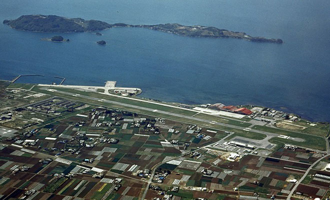 旧大村空港と着工前の箕島